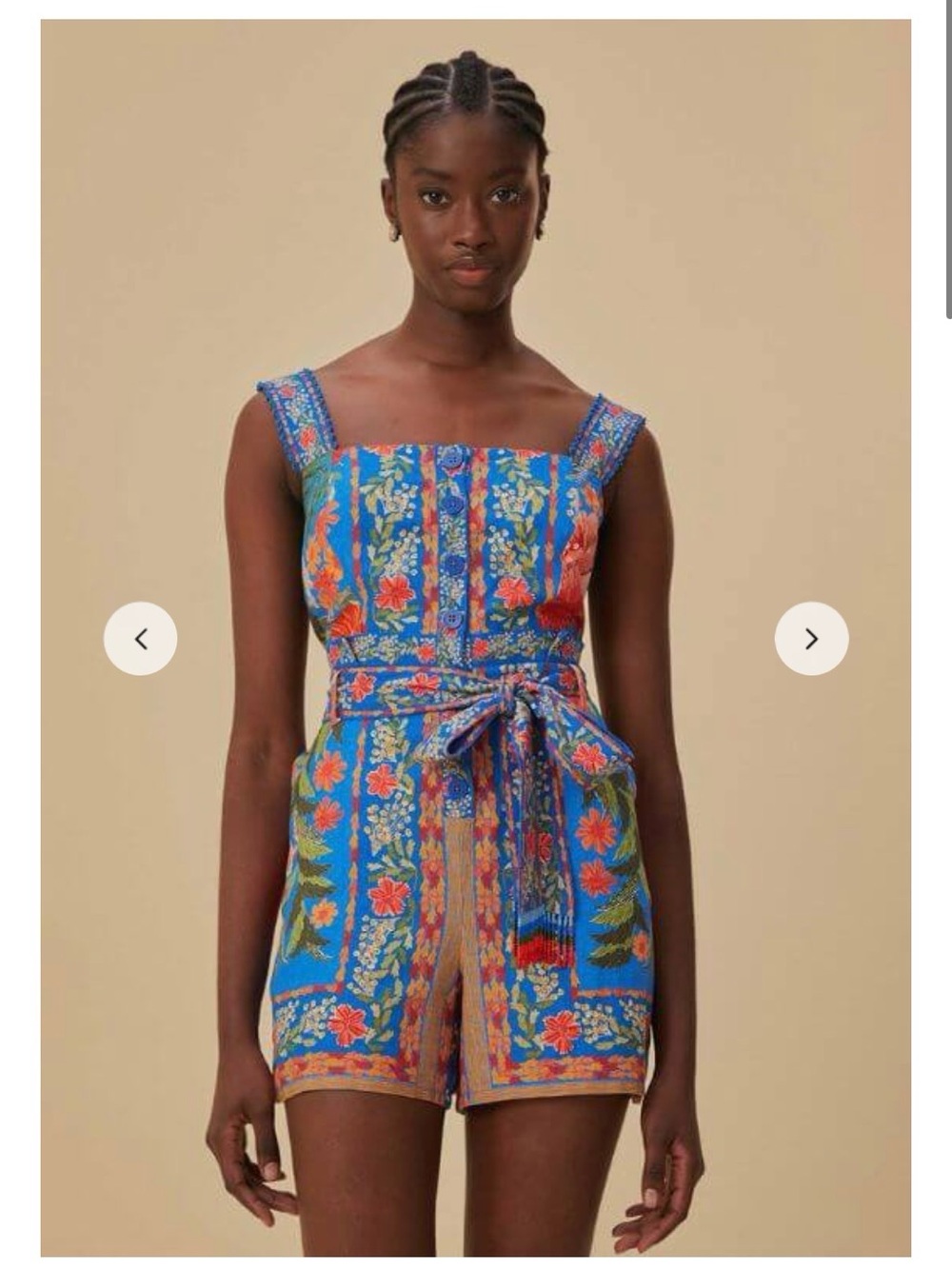 FARM Rio Blue Floral Tie-Waist Romper